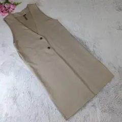 ✨HK WORKS LONDON✨ (M) ベージュ Vネック ニットジレ