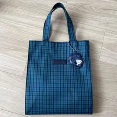 familiar ファミリア 青チェック トートバッグ 大