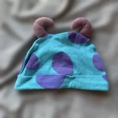 モンスターズインク サリー 耳付き青紫ドット帽子 赤ちゃん 48cmサイズ