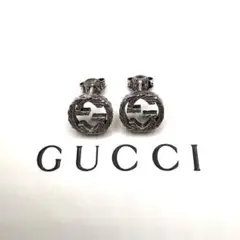 未使用　極美品　グッチ　GUCCI シルバー ピアス インターロッキングG 両耳
