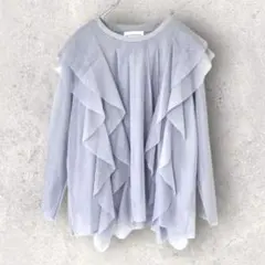 美品 ラブティックボンボン ラッフルチュールカットソーブラウス フリル 長袖