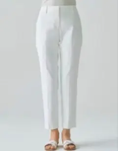 PLST リネンブレンドスティックパンツ 白　XS