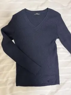 GREEN LABEL RELAXING ネイビー ラメ　Vネックセーター