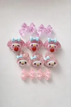 ネイルパーツ　サンリオ　マイメロ　6個　おまけリボンパーツ付き