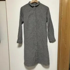 チェック柄 長袖シャツワンピース M