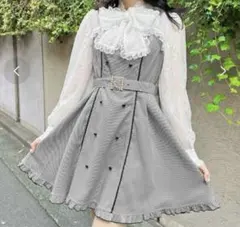 ROJITA ダブルボタンボウタイリボンワンピース グレー サイズ F