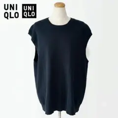 UNIQLO ユニクロ ノースリーブ ニットベスト ブラック XL 綿混 メンズのサムネイル