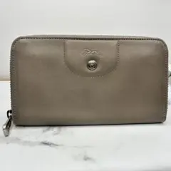 【美品】LONGCHAMP 長財布 ラウンドファスナー グレージュのサムネイル