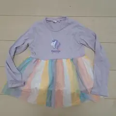 ユニコーンプリント長袖ワンピース 100cm