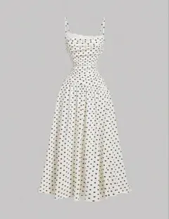 shein ワンピース ドレス ドット柄 ホワイト