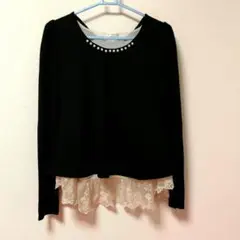 アクシーズファム【axes femme】長袖 カットソー　パール　レース