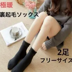 新品 フリーサイズ 全面 裏起毛 ソックス 暖か ルームソックス 【黒】