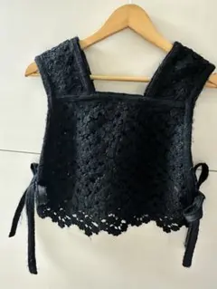 ballsey クロシェ編みニットベスト ブラックのサムネイル