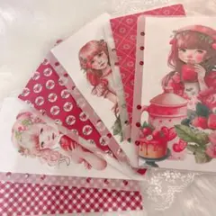 貯金リフィル saving バインダー 6穴 A6 いちごの少女②