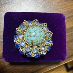 ヴィンテージ　ターコイズ風ブローチ