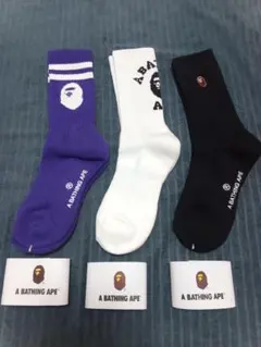 アベイシングエイプメンズソックス　bape 3足セット