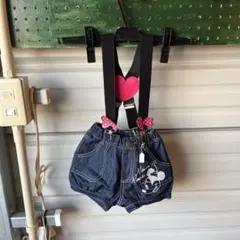 №7 ミニーマウス刺繍デニムショートパンツ サスペンスダー付き