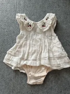 プティマイン　イチゴ刺しゅうロンパース オフホワイト 70cm