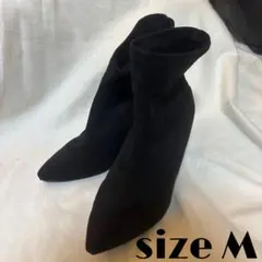 【M】黒 スエード風 ショートブーツ