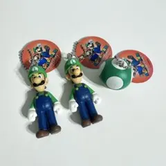 スーパーマリオ マスコットフィギュア キーホルダー ルイージ&1UPキノコ