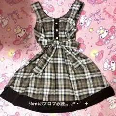 axes♡姫カジリボンチェックワンピース♡ジャンスカ♡レース♡リズリサ系♡