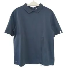 【美品】LACOSTE L!VEアシンメトリージップ ポロシャツ風カットソー紺Sのサムネイル