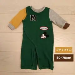 【プティマイン】ミッキーマウスロンパース 2way 50-70cm 秋冬