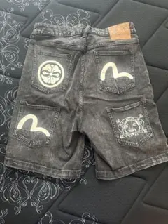 値下げ○ EVISU デニムショートパンツ ブラック サイズ33のサムネイル