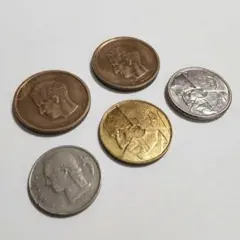 【旧硬貨・貴重・まとめ買い可】ベルギー旧硬貨 50フランなど5枚セットのサムネイル