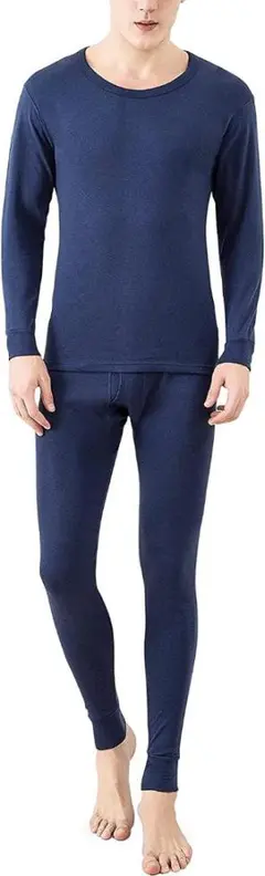 あったかインナー 上下セット 防寒 ヒートテック ロングタイツ 秋冬春  紺L