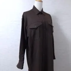 シンプリシテェ オーバーサイズ ロングシャツ ワンピース ブラウン