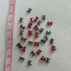 リボンパーツ　リボン　パーツ　30個黒赤まとめ売り