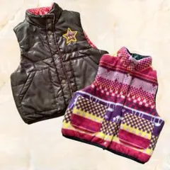 Pearls 2way 中綿 リバーシブル ベスト 80 おでかけ　ベビー　乳児