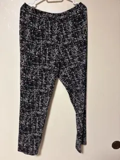 MISSEL ミゼール モノトーン総柄ストレッチイージーパンツ ウエストゴム　L