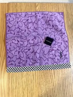 【 新品未使用 】イヴサンローラン YSL タオルハンカチ パープル チェック