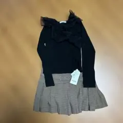 SNIDEL フリル付きブラック長袖ニット