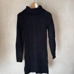 UNIQLO⭐︎ケーブルニット　チュニック　黒　タートルネック
