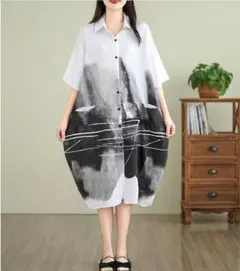 大きいサイズ レディース シャツ　ワンピース　春夏 秋 新品 半袖