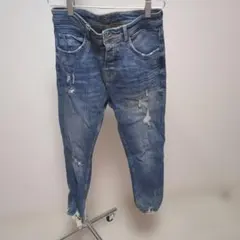 ZARA スキニーキャロットデニムジーンズ クラッシュダメージ加工 ザラ