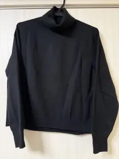 ユニクロ 3Dスフレヤーンタートルネックセーター L ブラック