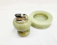 昭和レトロ　吉永プリンス　大理石調卓上ライター　灰皿