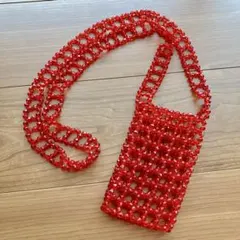 ビーズバッグ　一点もの　スマホケース　アクリルビーズ　バッグ　ハンドメイド