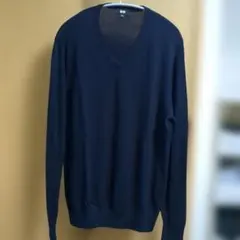 UNIQLO/メリノVネックセーター（ネイビー、Lサイズ）
