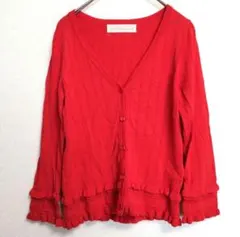 【31 sonsdemode】カーディガン(Ｓ)レッド フリル 羽織り トップス