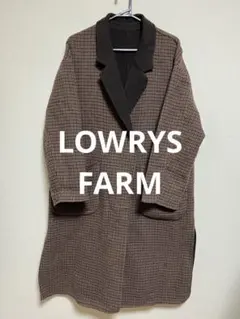 LOWRYS FARM ブラウン系チェック柄ロングコート