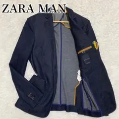 希少サイズ✨ZARA ザラ　テーラードジャケット デニム調　ネイビー 52