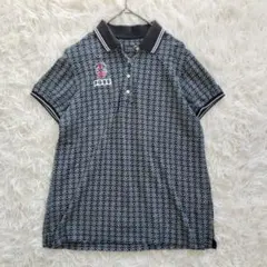 【美品】パーリーゲイツ モノグラム柄 半袖ポロシャツ 総柄 ゴルフ レディース