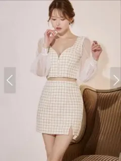 Jewels セットアップチェックツイードドレス M