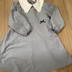 グレー フリル襟 ワンピース