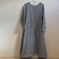 FREAK'S STORE ロングワンピース 白黒ストライプ　綿100%